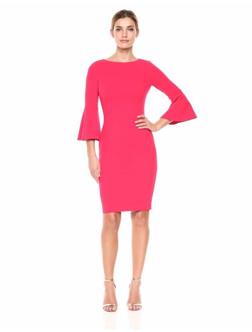 Calvin Klein Women's 3/4 Bell Sleeve Sheath Dress