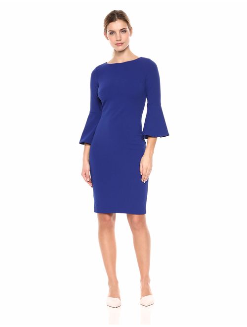 Calvin Klein Women's 3/4 Bell Sleeve Sheath Dress