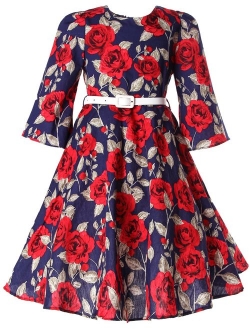 BONNY BILLY Girls Classy Vintage Floral Swing Kids Party Dresses