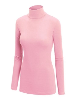 Lock and Love Women's Soft Basic Lightweight Long Sleeve Turtleneck Top S-3XL_Made in U.S.A.