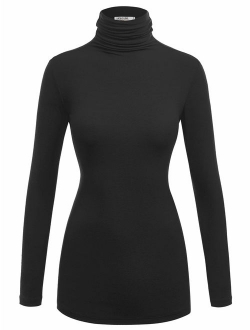 Lock and Love Women's Soft Basic Lightweight Long Sleeve Turtleneck Top S-3XL_Made in U.S.A.