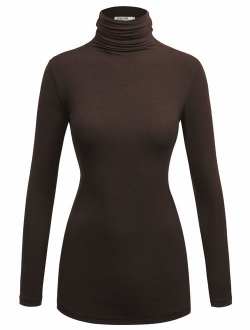 Lock and Love Women's Soft Basic Lightweight Long Sleeve Turtleneck Top S-3XL_Made in U.S.A.