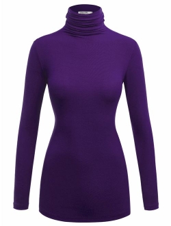 Lock and Love Women's Soft Basic Lightweight Long Sleeve Turtleneck Top S-3XL_Made in U.S.A.