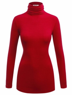 Lock and Love Women's Soft Basic Lightweight Long Sleeve Turtleneck Top S-3XL_Made in U.S.A.
