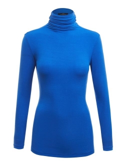 Lock and Love Women's Soft Basic Lightweight Long Sleeve Turtleneck Top S-3XL_Made in U.S.A.