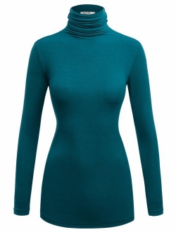 Lock and Love Women's Soft Basic Lightweight Long Sleeve Turtleneck Top S-3XL_Made in U.S.A.