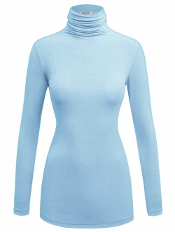 Lock and Love Women's Soft Basic Lightweight Long Sleeve Turtleneck Top S-3XL_Made in U.S.A.