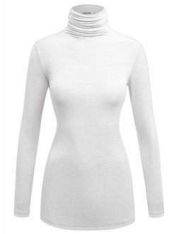 Lock and Love Women's Soft Basic Lightweight Long Sleeve Turtleneck Top S-3XL_Made in U.S.A.