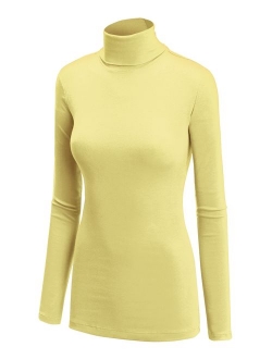 Lock and Love Women's Soft Basic Lightweight Long Sleeve Turtleneck Top S-3XL_Made in U.S.A.