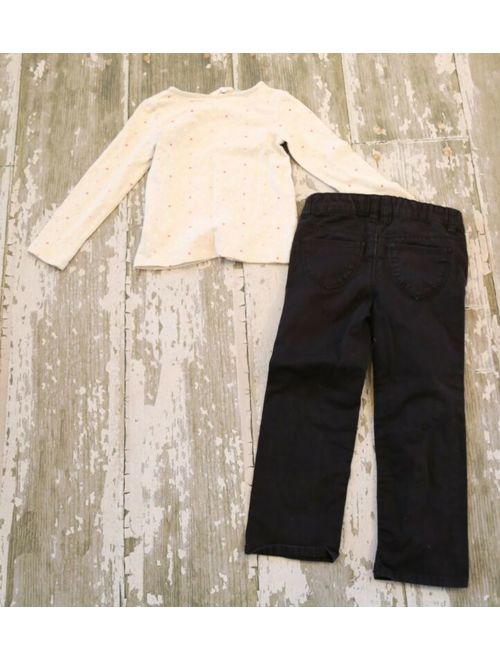 H&m Dream Away Bunny Graphic Shirt Black Heart patch knee Pants 2 Set 104 3 4 Y