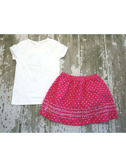 Lands' End MINI BODEN White Short Sleeve Pink Silver Star Graphic shirt Lands End Skirt Set