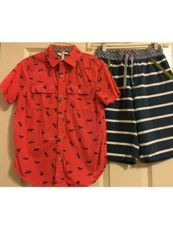 Matilda Jane Camp MJC Horsing Around Shirt & Show Your Stripes Shorts Boys Sz 8