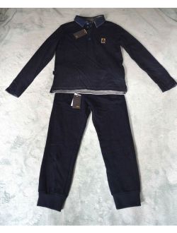 New Authentic Fendi boy's Black Grey Polo Shirt and Pants Set (Size 6)