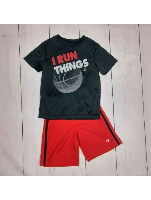 Champion Boy Size 4T Red Black Athletic Sport Top Short Set