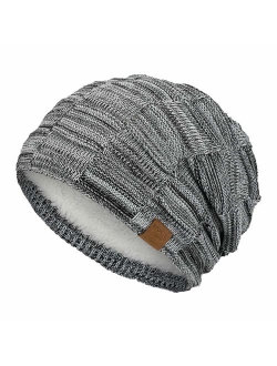 Vgogfly Slouchy Beanie for Men Winter Hats for Guys Cool Beanies Mens Lined Knit Warm Thick Skully Stocking Binie Hat