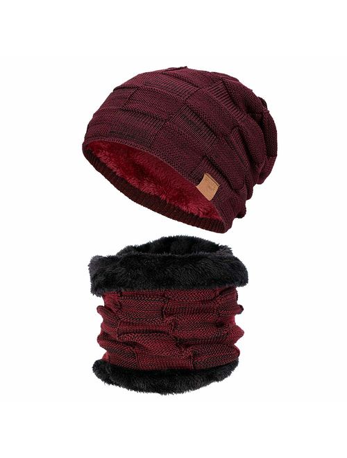 Vgogfly Slouchy Beanie for Men Winter Hats for Guys Cool Beanies Mens Lined Knit Warm Thick Skully Stocking Binie Hat