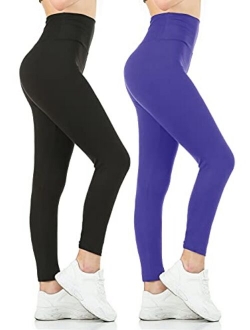 Gnpolo Womens Black High Waisted Leggings Pack Soft Slim Tummy Control Trousers Yoga Pants