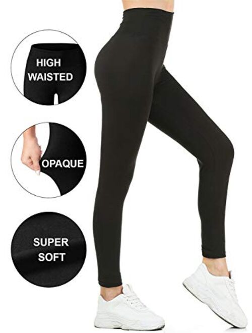 Gnpolo Womens Black High Waisted Leggings Pack Soft Slim Tummy Control Trousers Yoga Pants