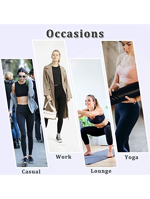 Gnpolo Womens Black High Waisted Leggings Pack Soft Slim Tummy Control Trousers Yoga Pants