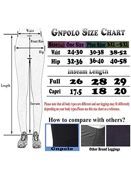 Gnpolo Womens Black High Waisted Leggings Pack Soft Slim Tummy Control Trousers Yoga Pants