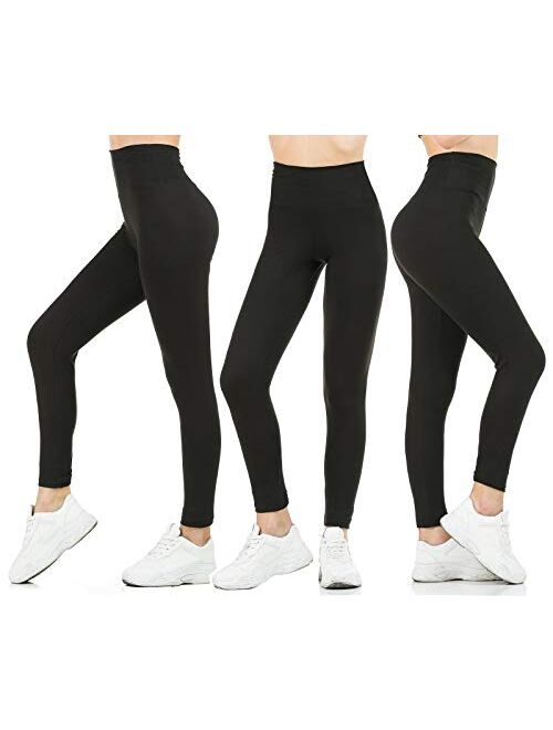 Gnpolo Womens Black High Waisted Leggings Pack Soft Slim Tummy Control Trousers Yoga Pants