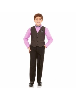Vittorino Boys 4 Piece Suit Set with Vest Dress Shirt Tie Pants and Hankerchief