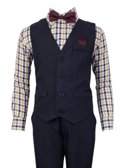 Vittorino Boys 4 Piece Suit Set with Vest Dress Shirt Tie Pants and Hankerchief