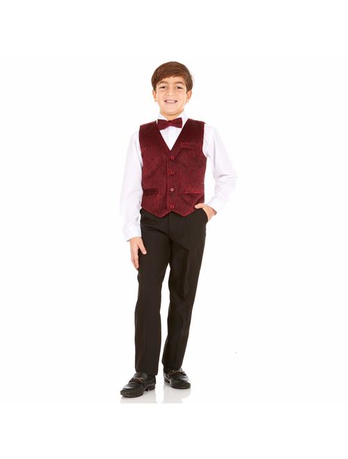 Vittorino Boys 4 Piece Suit Set with Vest Dress Shirt Tie Pants and Hankerchief