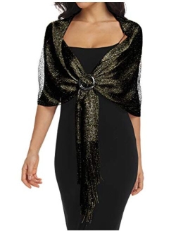 Rheane Sparkling Metallic Shawls and Wraps for Evening Party Dresses