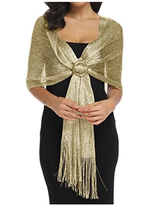 Rheane Sparkling Metallic Shawls and Wraps for Evening Party Dresses