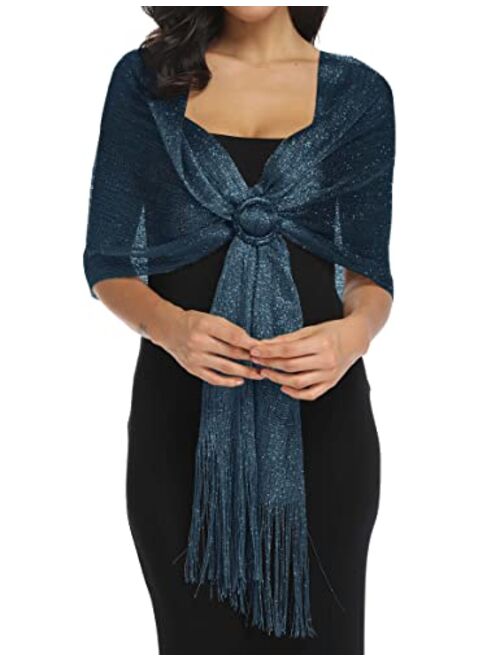 Rheane Sparkling Metallic Shawls and Wraps for Evening Party Dresses