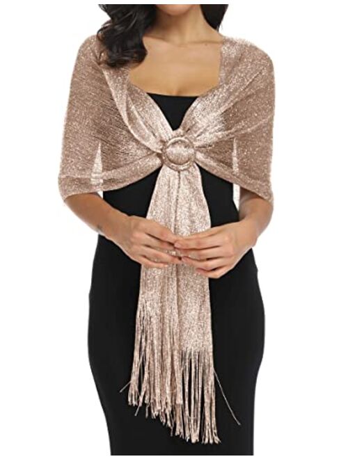 Rheane Sparkling Metallic Shawls and Wraps for Evening Party Dresses