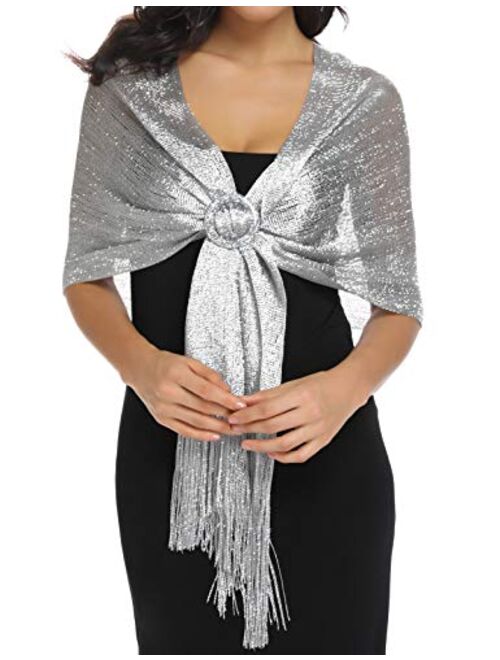 Rheane Sparkling Metallic Shawls and Wraps for Evening Party Dresses