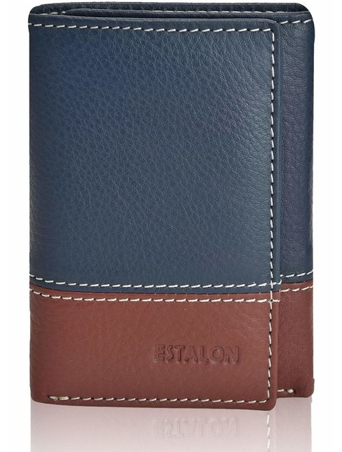 Real Leather Wallets for Men - RFID Blocking Slim Trifold Wallet with Card Slots