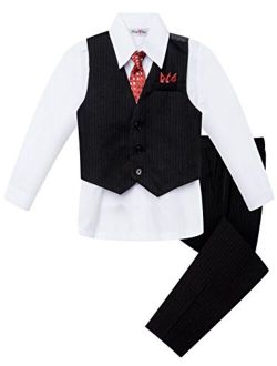 OLIVIA KOO Baby and Big Boy's 4 Piece Pinstripe Vest Suit Set (Size S to 20)