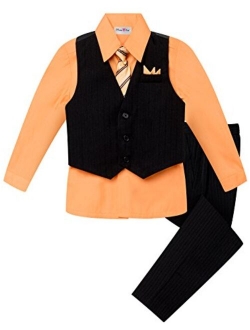 OLIVIA KOO Baby and Big Boy's 4 Piece Pinstripe Vest Suit Set (Size S to 20)