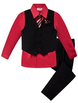 OLIVIA KOO Baby and Big Boy's 4 Piece Pinstripe Vest Suit Set (Size S to 20)