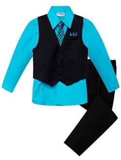 OLIVIA KOO Baby and Big Boy's 4 Piece Pinstripe Vest Suit Set (Size S to 20)