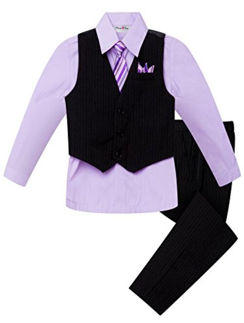 OLIVIA KOO Baby and Big Boy's 4 Piece Pinstripe Vest Suit Set (Size S to 20)