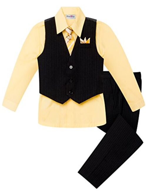 OLIVIA KOO Baby and Big Boy's 4 Piece Pinstripe Vest Suit Set (Size S to 20)