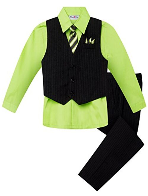 OLIVIA KOO Baby and Big Boy's 4 Piece Pinstripe Vest Suit Set (Size S to 20)