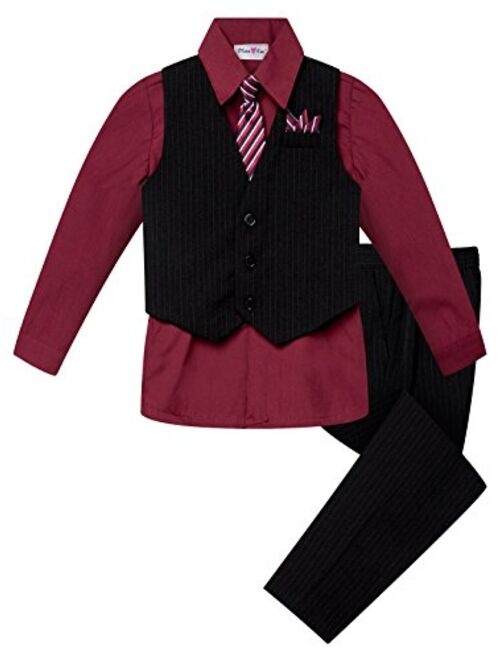 OLIVIA KOO Baby and Big Boy's 4 Piece Pinstripe Vest Suit Set (Size S to 20)