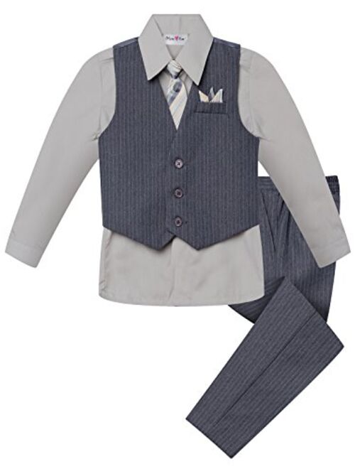 OLIVIA KOO Baby and Big Boy's 4 Piece Pinstripe Vest Suit Set (Size S to 20)