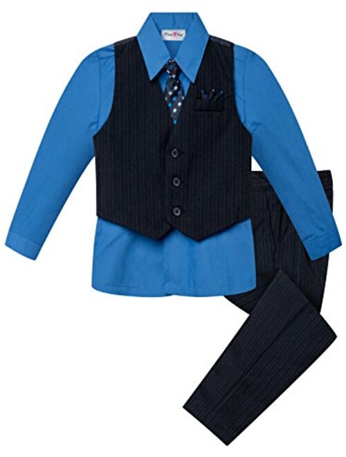 OLIVIA KOO Baby and Big Boy's 4 Piece Pinstripe Vest Suit Set (Size S to 20)