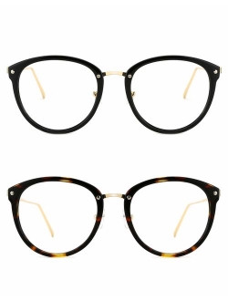 TIJN Vintage Round Metal Optical Eyewear Non-prescription Eyeglasses Frame for Women