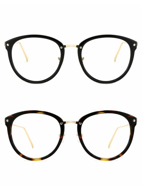 TIJN Vintage Round Metal Optical Eyewear Non-prescription Eyeglasses Frame for Women