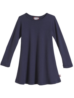 City Threads Girls' 100% Cotton Long Sleeve Dress - Active Kids School, Playing, Parties - Made in USA