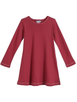 City Threads Girls' 100% Cotton Long Sleeve Dress - Active Kids School, Playing, Parties - Made in USA