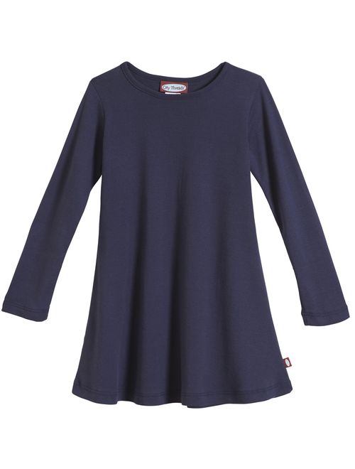 City Threads Girls' 100% Cotton Long Sleeve Dress - Active Kids School, Playing, Parties - Made in USA