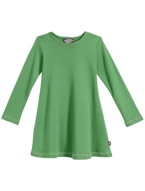 City Threads Girls' 100% Cotton Long Sleeve Dress - Active Kids School, Playing, Parties - Made in USA